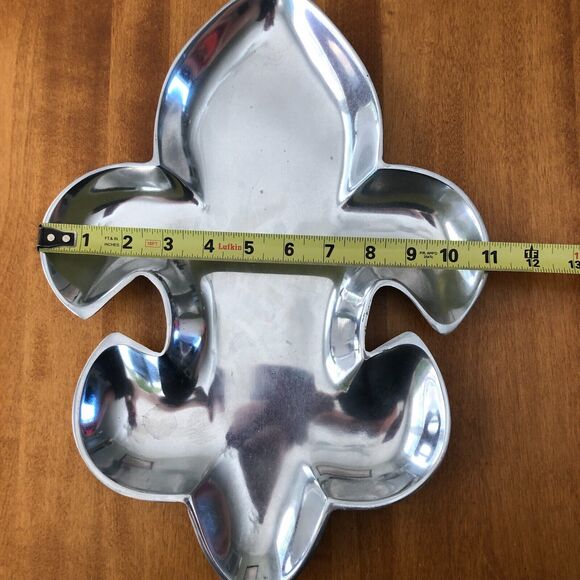 IHI Fleur De Lis Silver Metal Serving Plate Dish India - Picture 5 of 5